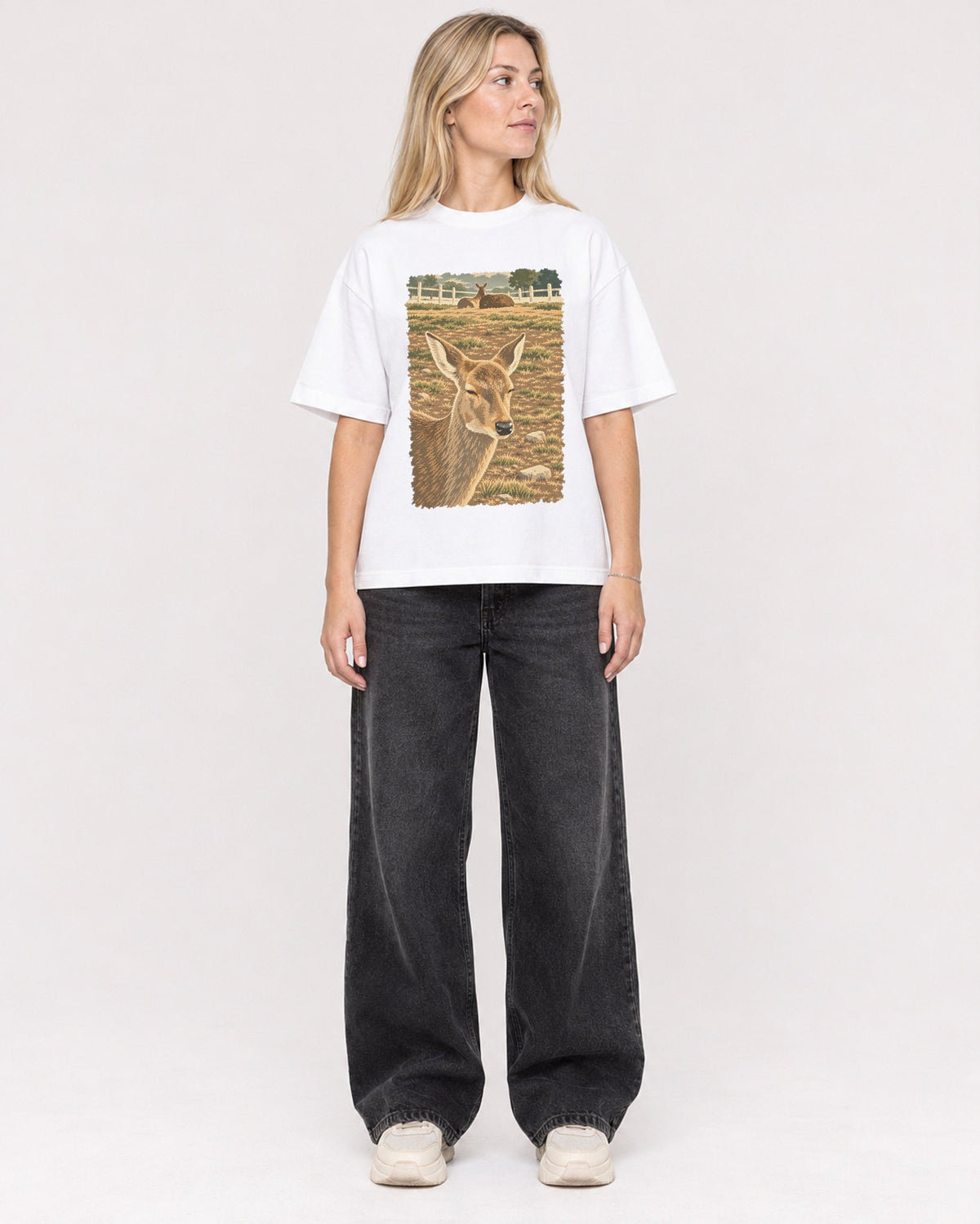 Mockup Boxy Heavyweight Tee White female full-body 08