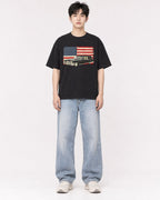 Mockup Boxy Heavyweight Tee Black male full-body 01