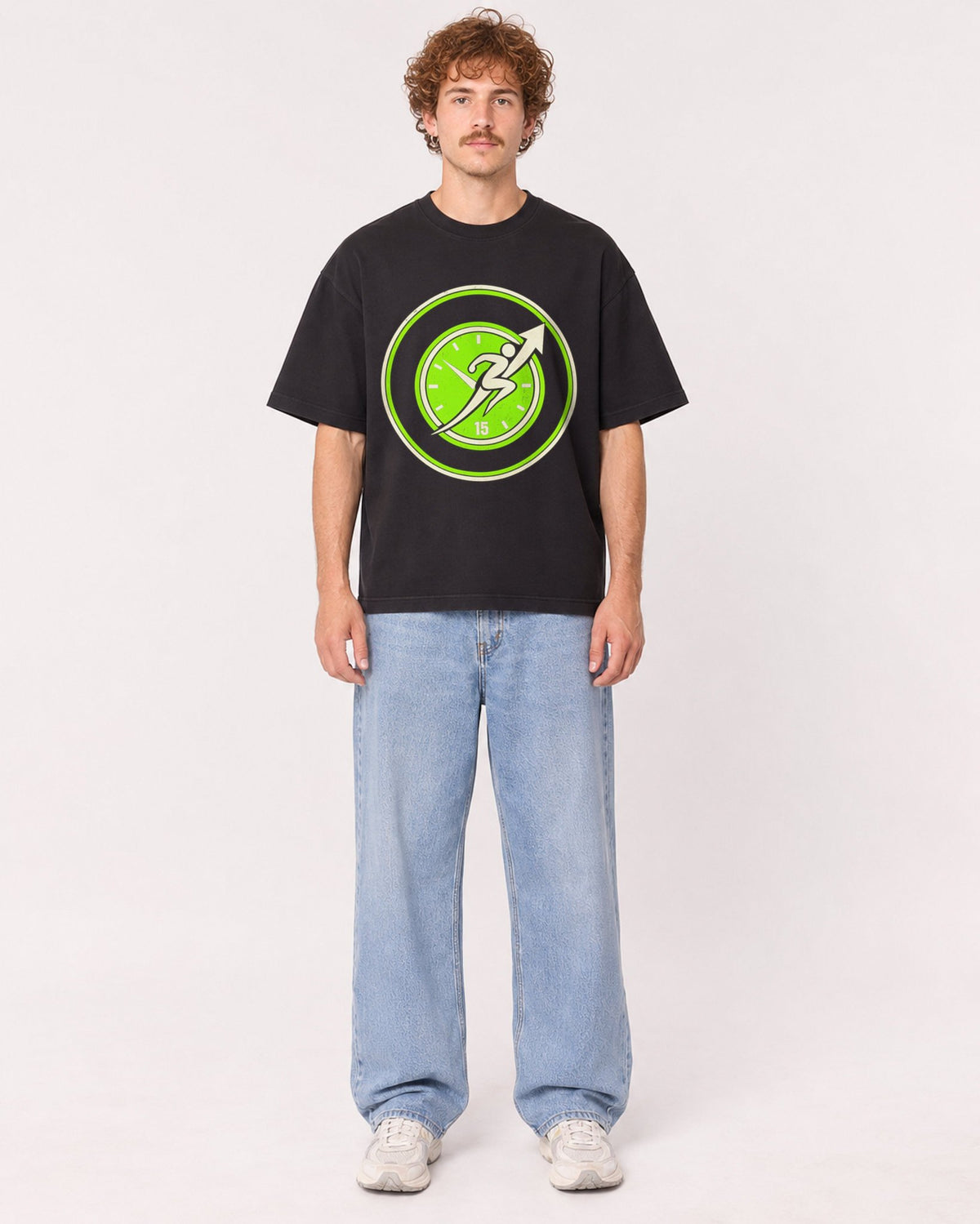 Mockup Boxy Heavyweight Tee Black male full-body 09