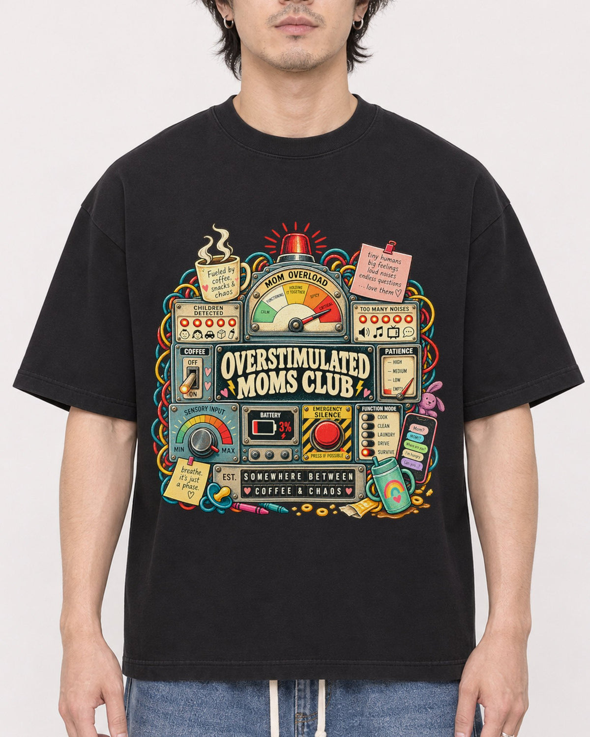 Mockup Boxy Heavyweight Tee Black male close-up 03
