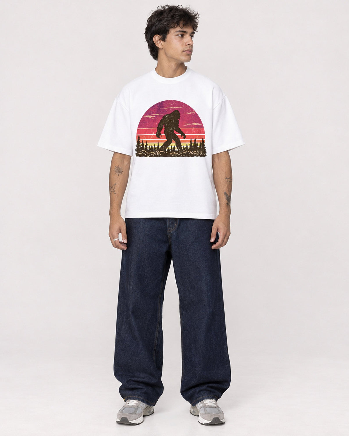 Mockup Boxy Heavyweight Tee White male full-body 06