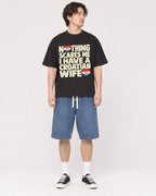 Mockup Boxy Heavyweight Tee Black male full-body 03