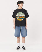 Mockup Boxy Heavyweight Tee Black male full-body 31
