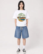 Mockup Boxy Heavyweight Tee White female full-body 31