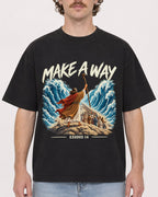 Mockup Boxy Heavyweight Tee Black male close-up 09
