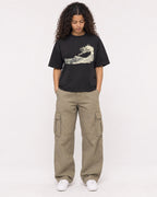 Mockup Boxy Heavyweight Tee Black female full-body 10