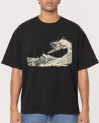 Mockup Boxy Heavyweight Tee Black male close-up 10