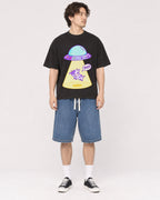 Mockup Boxy Heavyweight Tee Black male full-body 03