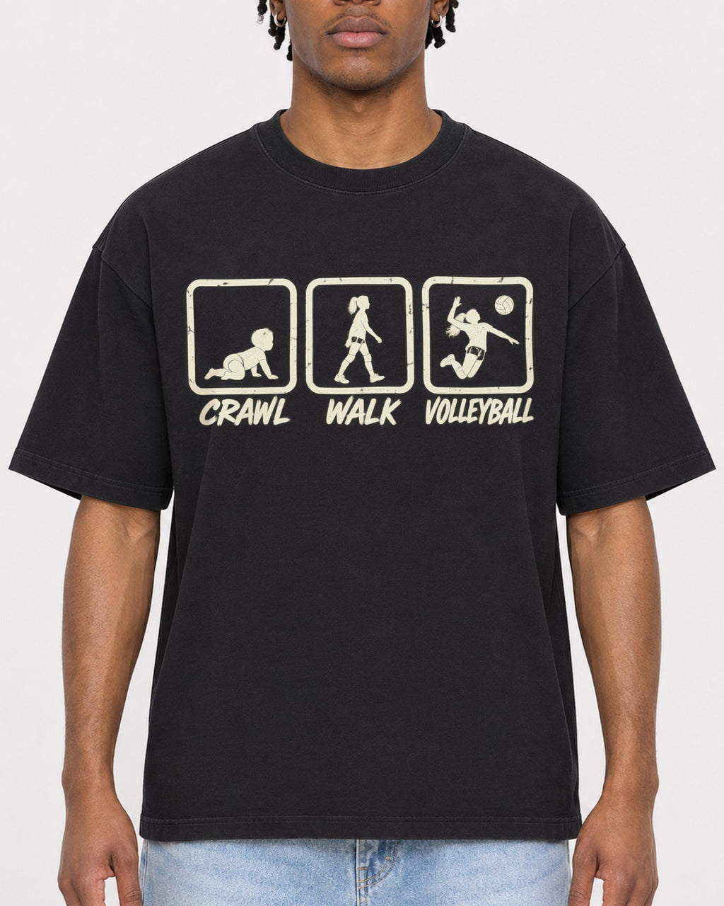 Mockup Boxy Heavyweight Tee Black male close-up 05