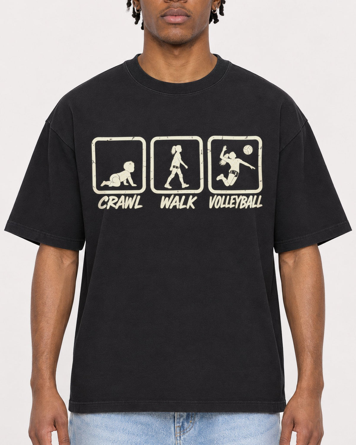 Mockup Boxy Heavyweight Tee Black male close-up 05