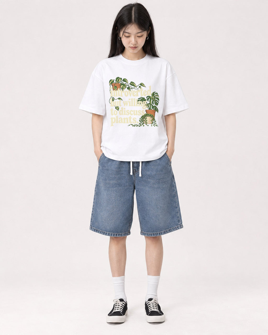Mockup Boxy Heavyweight Tee White female full-body 01