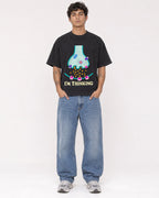 Mockup Boxy Heavyweight Tee Black male full-body 06