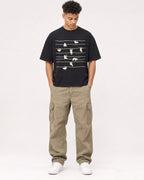 Mockup Boxy Heavyweight Tee Black male full-body 20