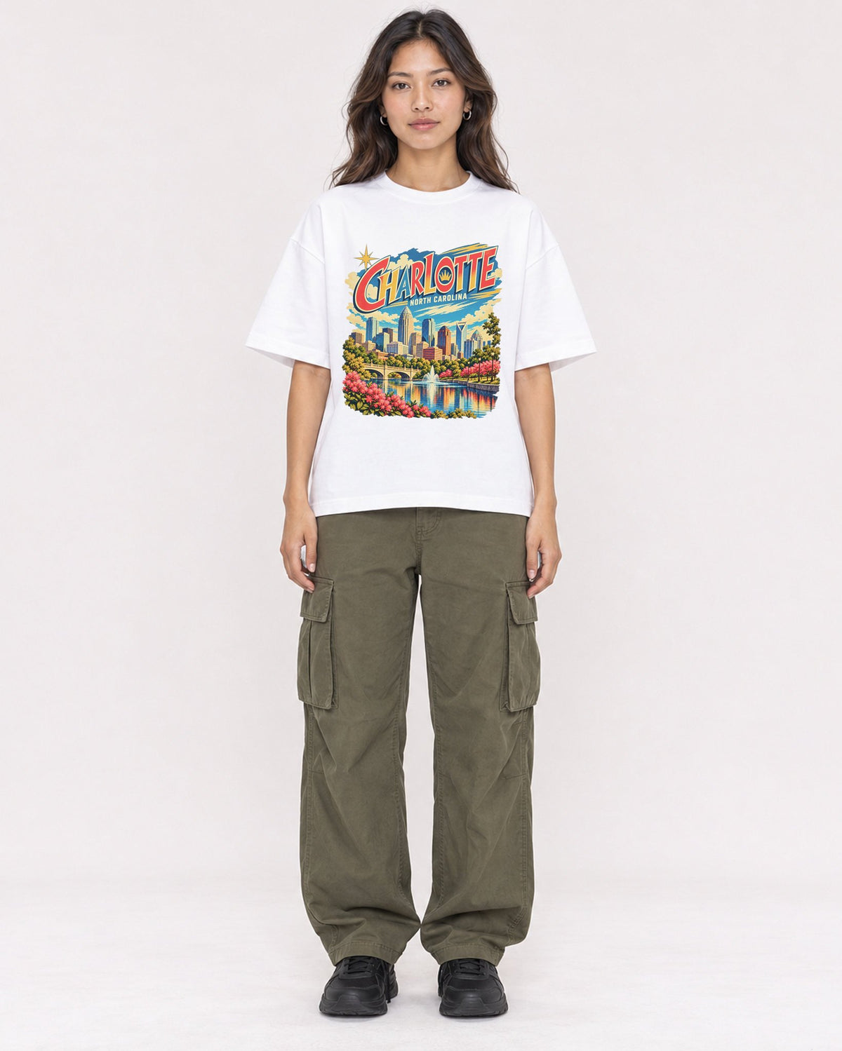 Mockup Boxy Heavyweight Tee White female full-body 02
