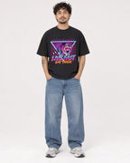 Mockup Boxy Heavyweight Tee Black male full-body 42