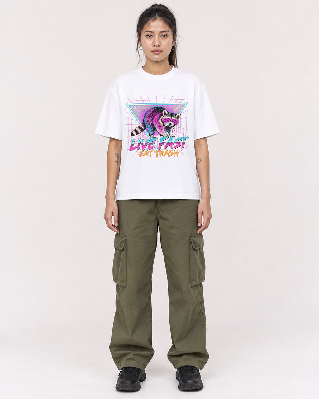 Mockup Boxy Heavyweight Tee White female full-body 42