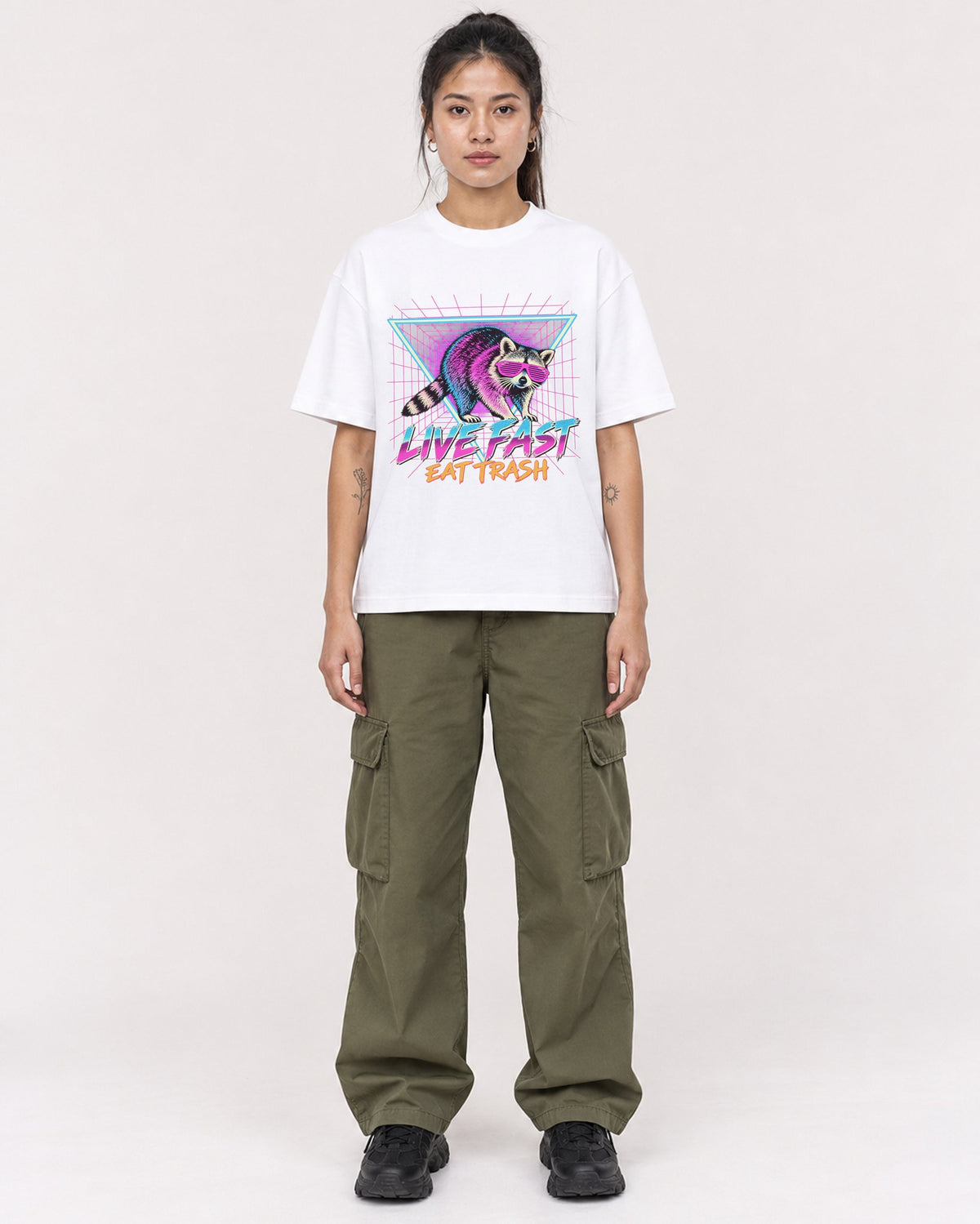 Mockup Boxy Heavyweight Tee White female full-body 42