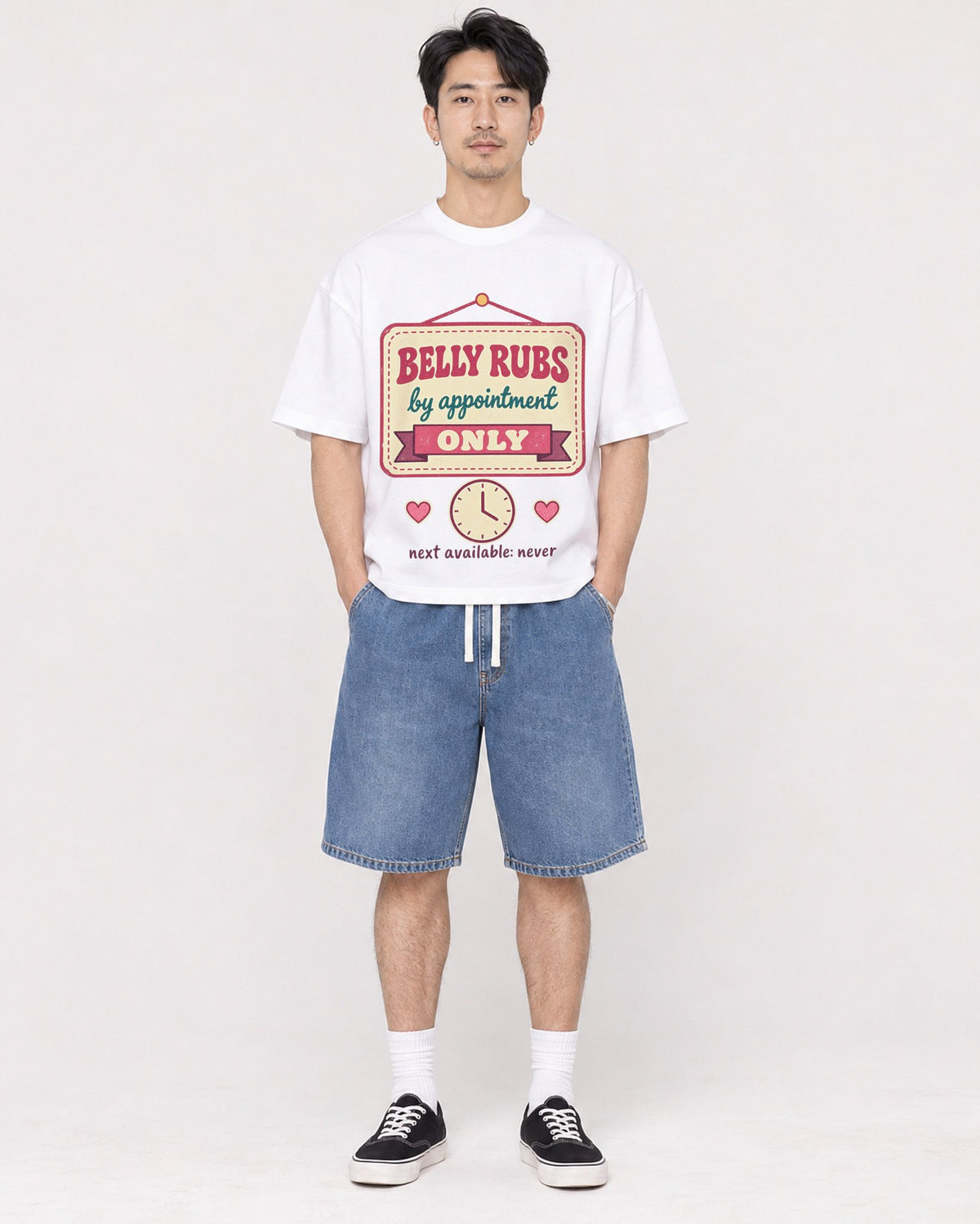 Mockup Boxy Heavyweight Tee White male full-body 13