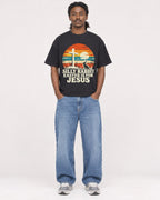 Mockup Boxy Heavyweight Tee Black male full-body 34