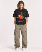 Mockup Boxy Heavyweight Tee Black female full-body 38
