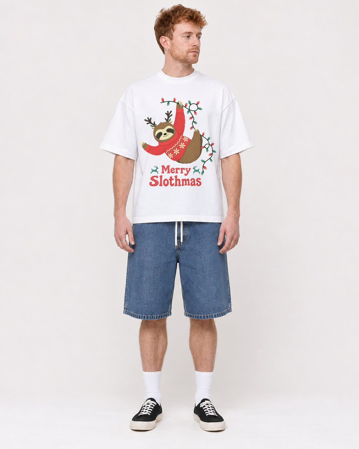 Mockup Boxy Heavyweight Tee White male full-body 38