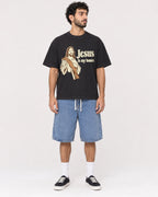 Mockup Boxy Heavyweight Tee Black male full-body 27