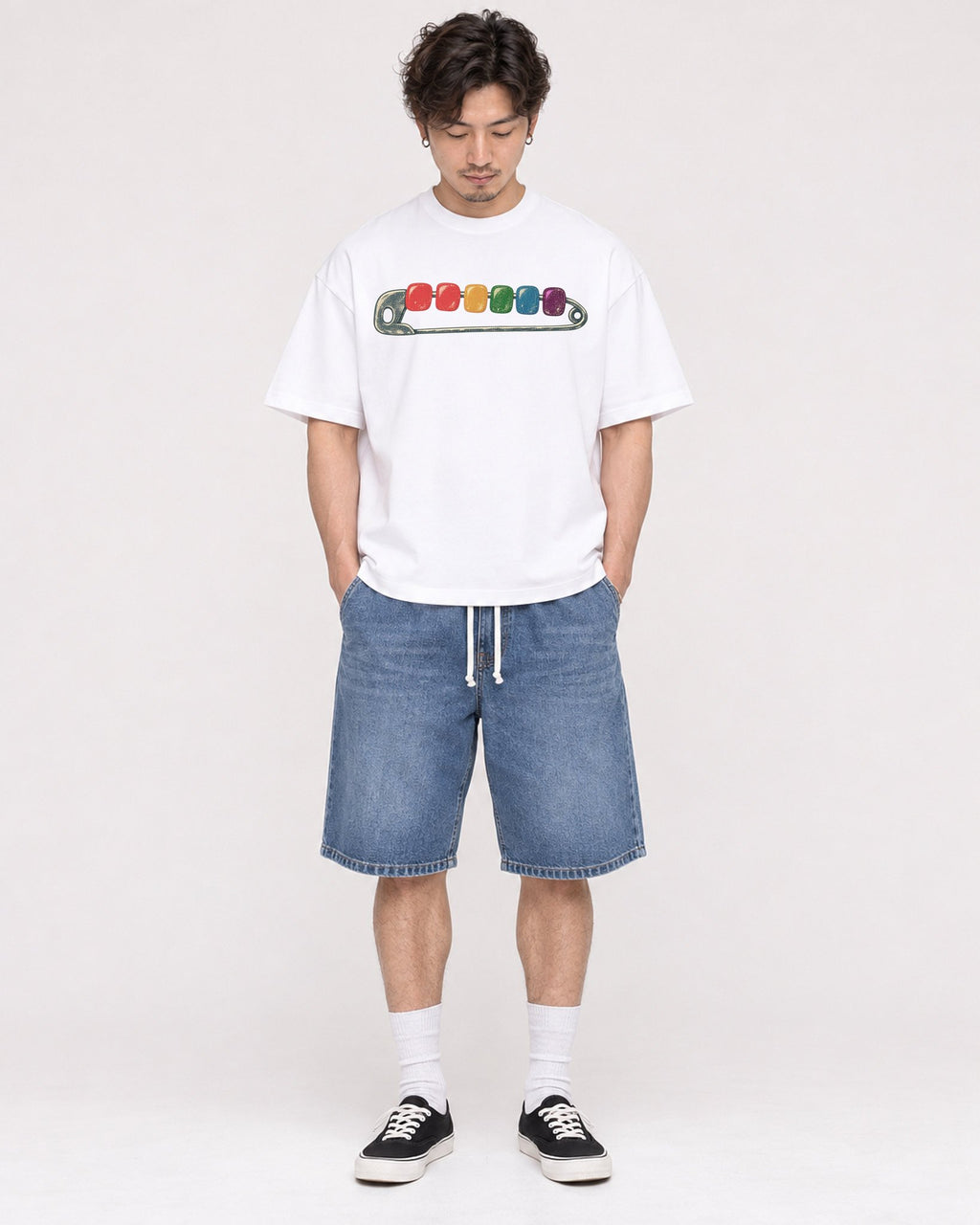 Mockup Boxy Heavyweight Tee White male full-body 03