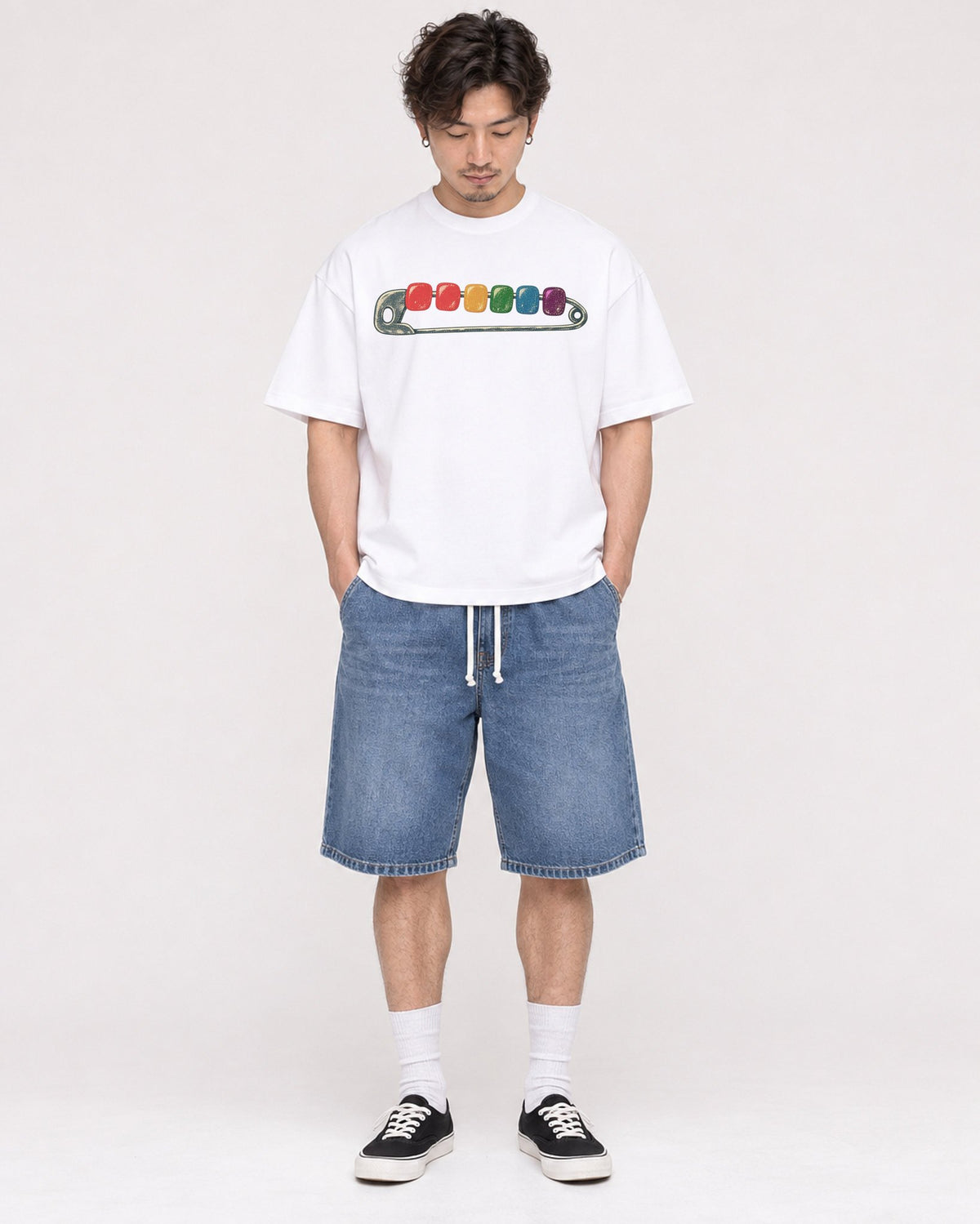 Mockup Boxy Heavyweight Tee White male full-body 03