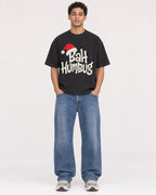 Mockup Boxy Heavyweight Tee Black male full-body 10