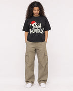 Mockup Boxy Heavyweight Tee Black female full-body 10