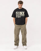 Mockup Boxy Heavyweight Tee Black male full-body 08