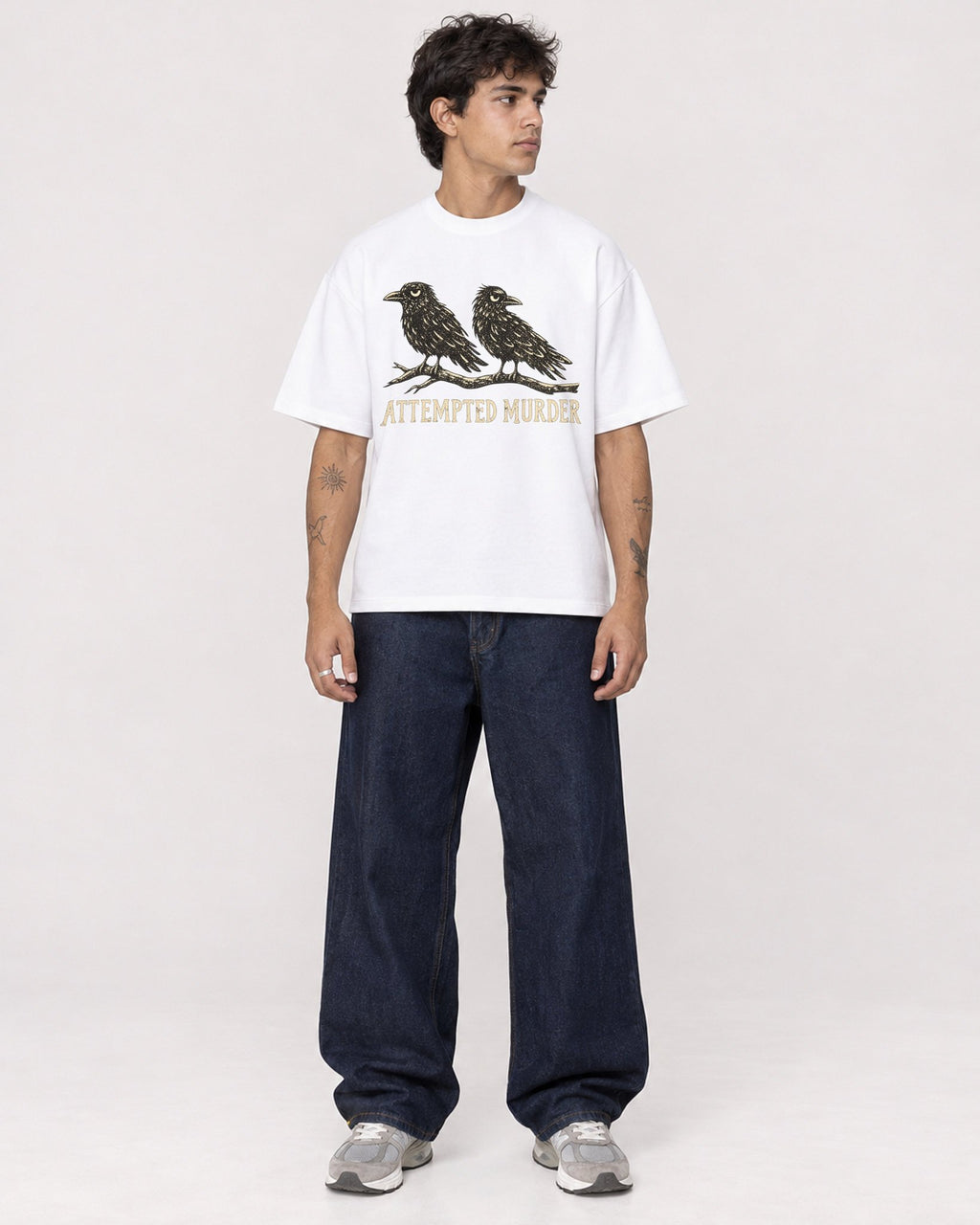Mockup Boxy Heavyweight Tee White male full-body 06
