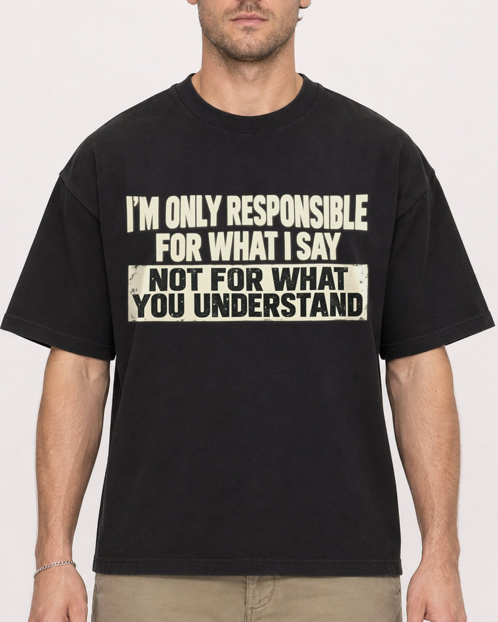 Mockup Boxy Heavyweight Tee Black male close-up 08