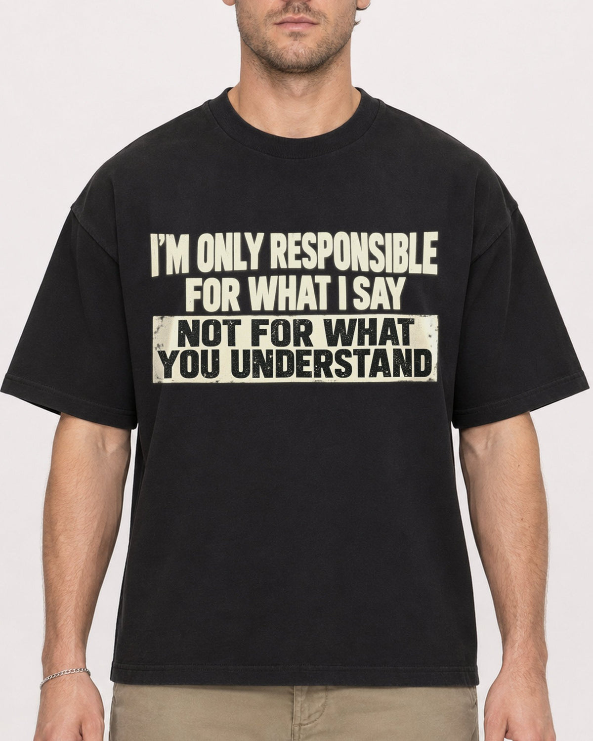 Mockup Boxy Heavyweight Tee Black male close-up 08