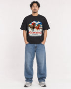 Mockup Boxy Heavyweight Tee Black male full-body 02