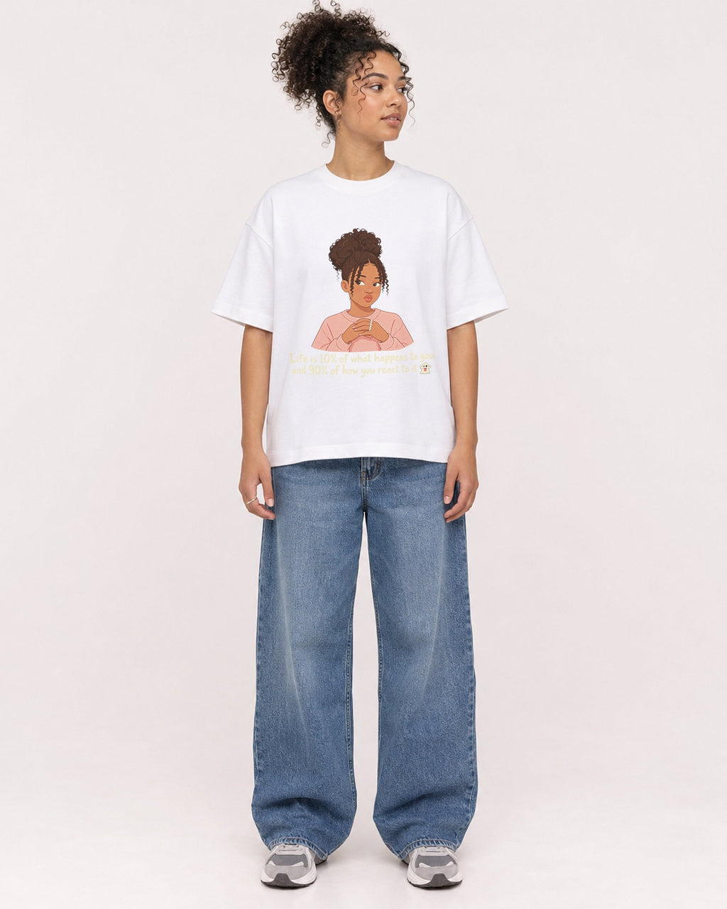 Mockup Boxy Heavyweight Tee White female full-body 20