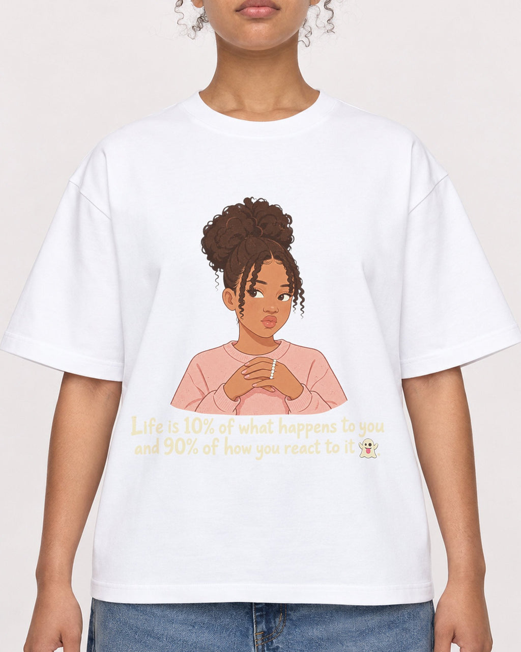 Mockup Boxy Heavyweight Tee White female close-up 20