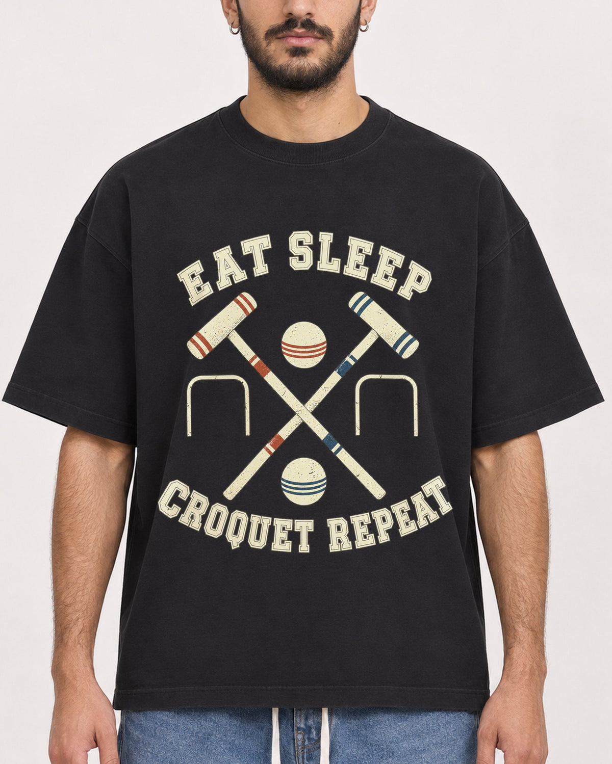Mockup Boxy Heavyweight Tee Black male close-up 07
