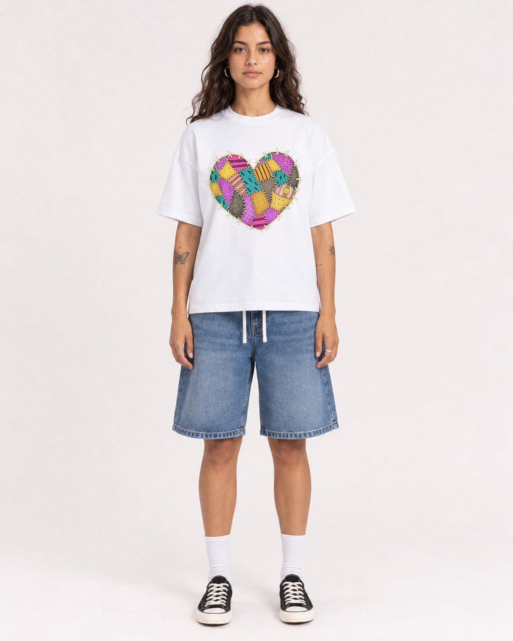 Mockup Boxy Heavyweight Tee White female full-body 06