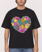 Mockup Boxy Heavyweight Tee Black male close-up 06