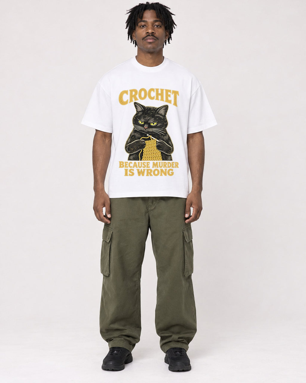Mockup Boxy Heavyweight Tee White male full-body 04