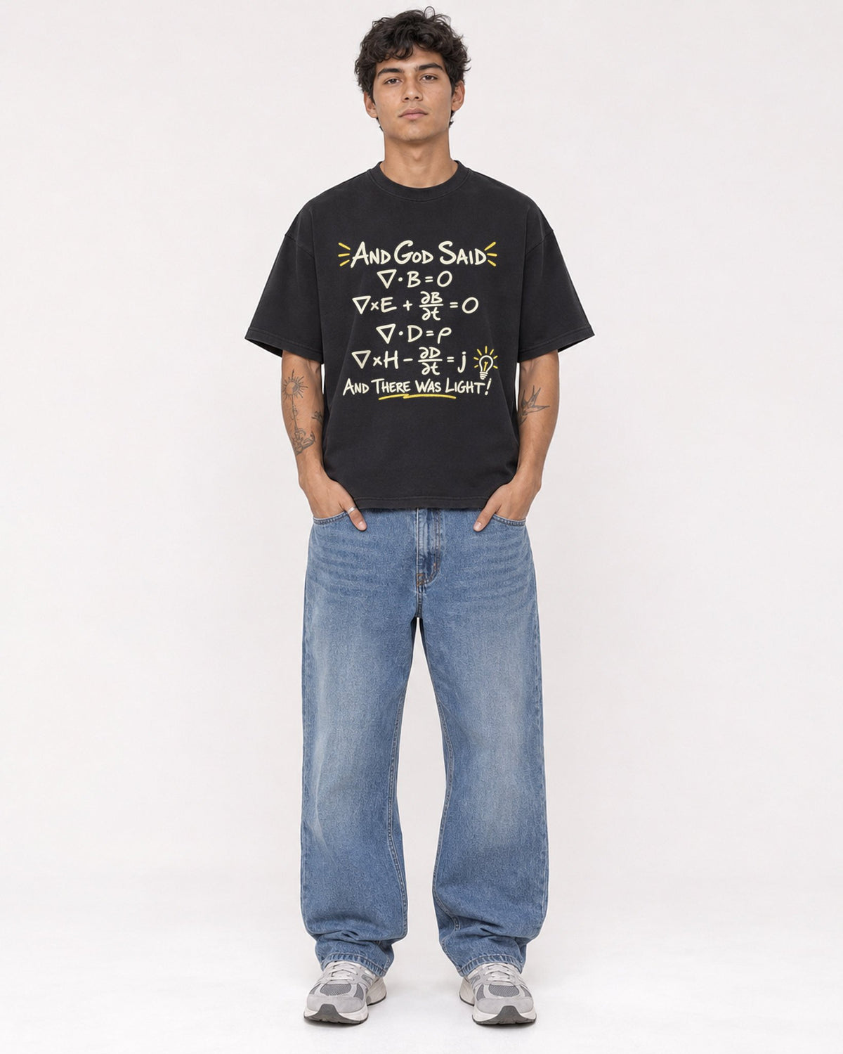 Mockup Boxy Heavyweight Tee Black male full-body 06