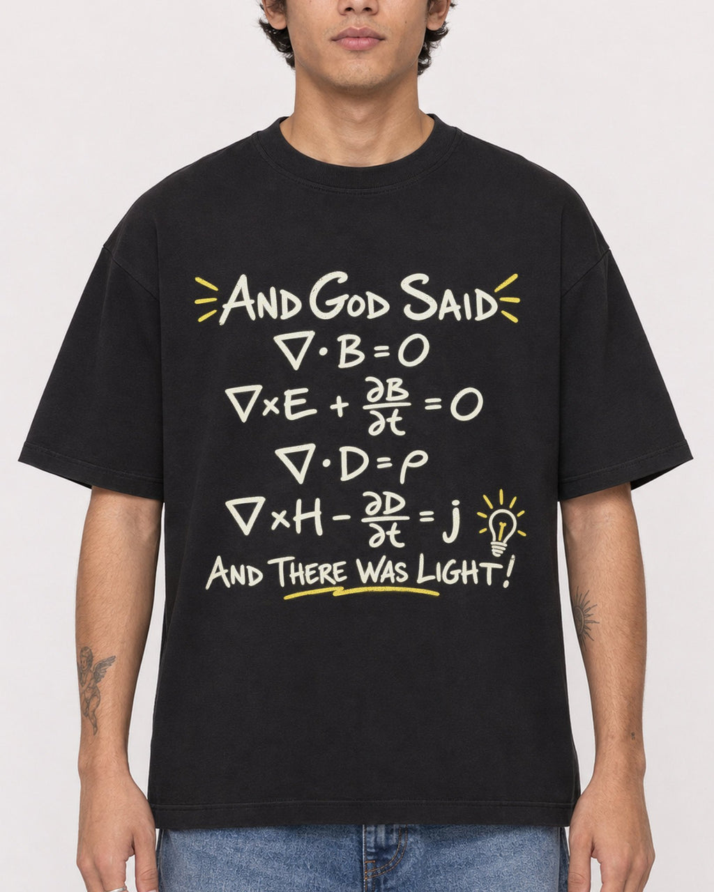 Mockup Boxy Heavyweight Tee Black male close-up 06