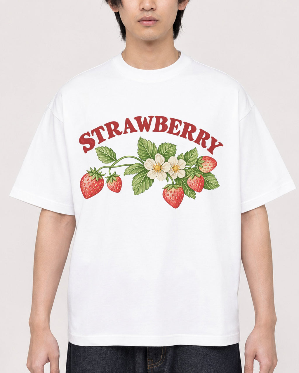 Mockup Boxy Heavyweight Tee White male close-up 11