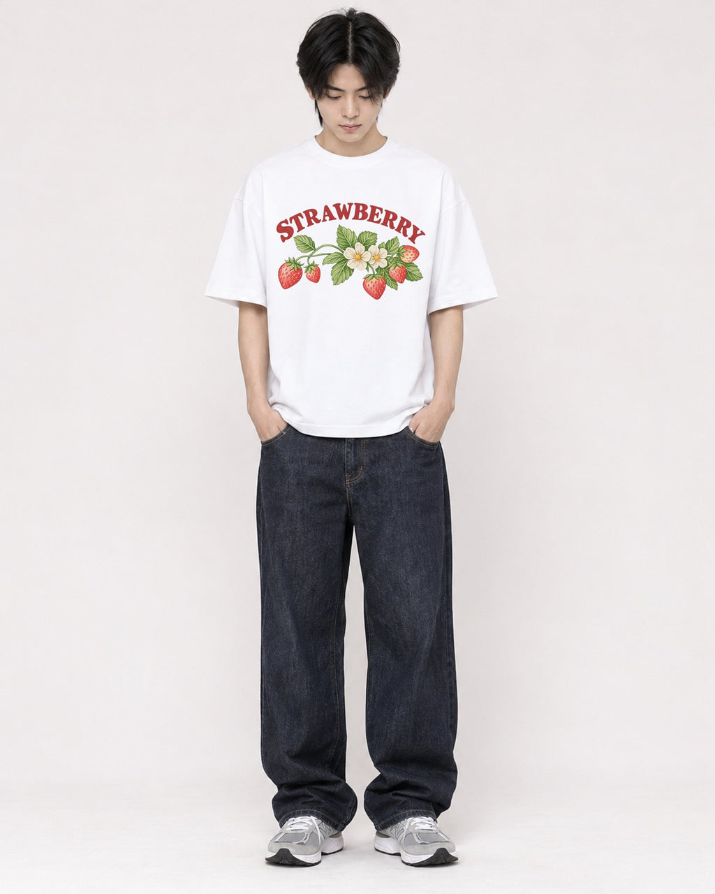 Mockup Boxy Heavyweight Tee White male full-body 11