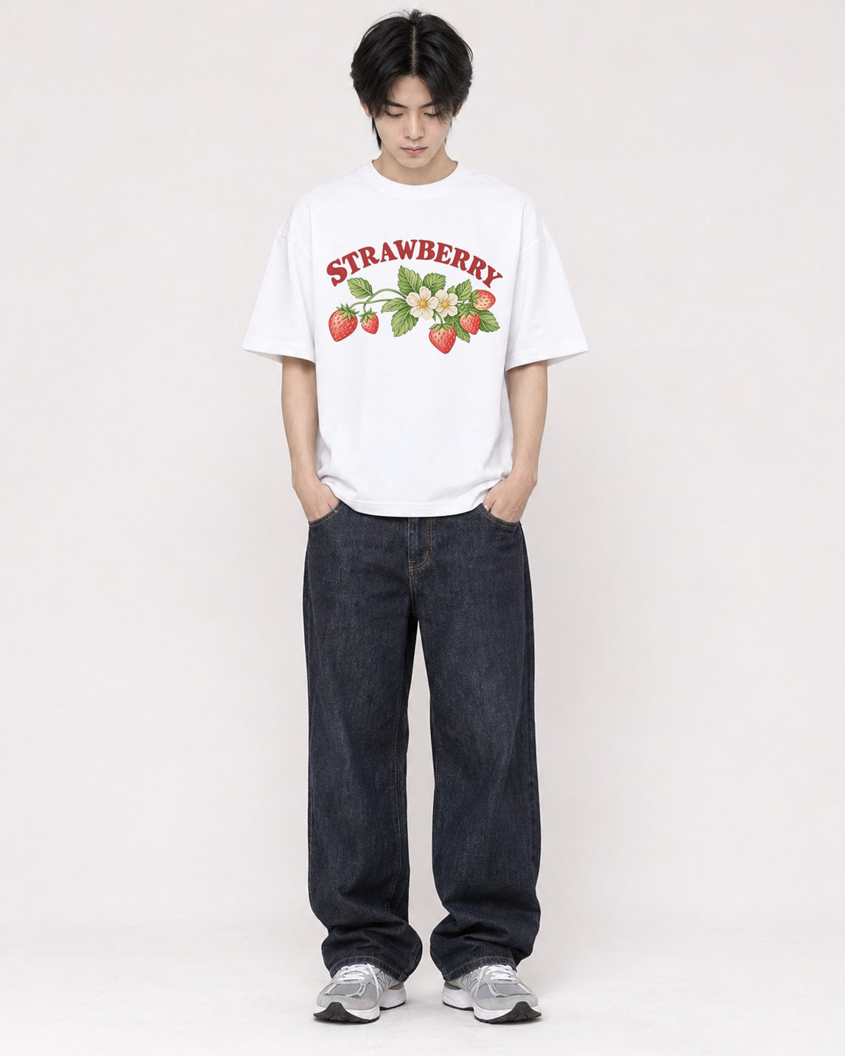 Mockup Boxy Heavyweight Tee White male full-body 11
