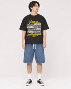 Mockup Boxy Heavyweight Tee Black male full-body 03