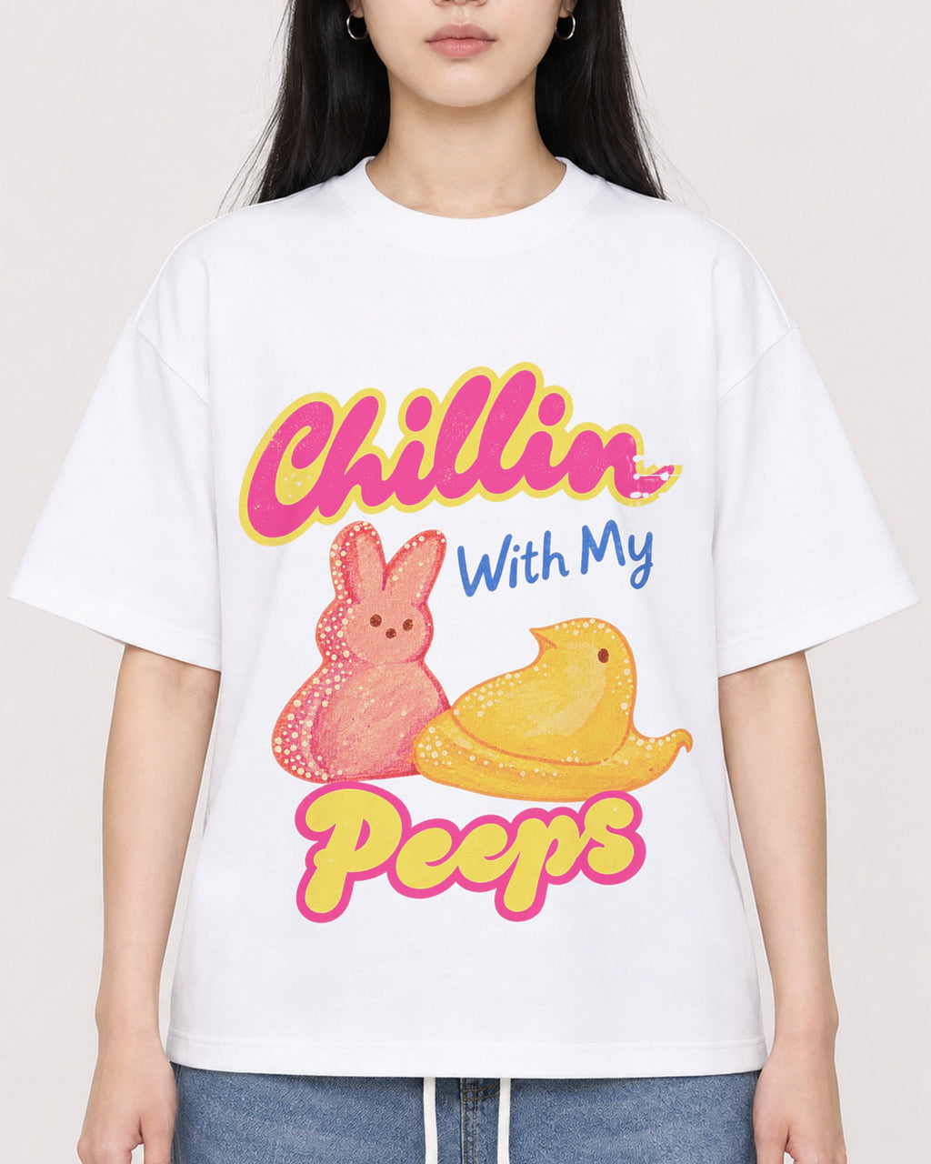 Mockup Boxy Heavyweight Tee White female close-up 01