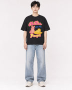 Mockup Boxy Heavyweight Tee Black male full-body 01