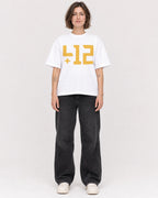 Mockup Boxy Heavyweight Tee White female full-body 18
